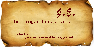 Genzinger Ernesztina névjegykártya